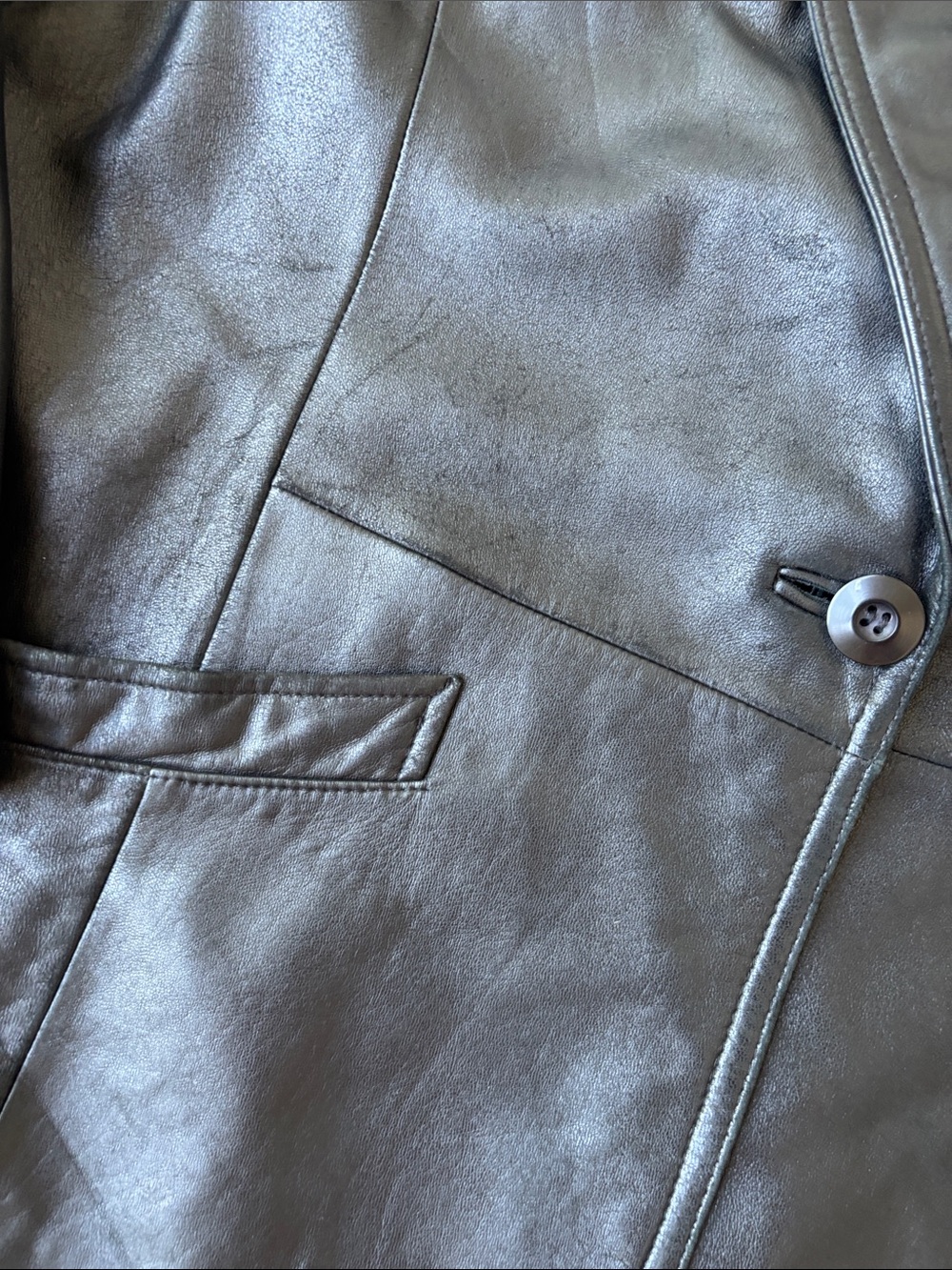 Ricardo Vintage Black Leather Women's Blazer Jacket - Single-Button - Picture 6 of 16